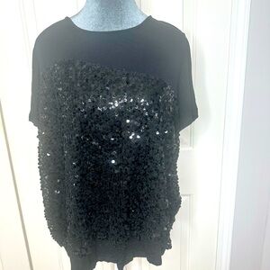 Apt 9 Black Sequin Short Sleeve Shirt size 1X
